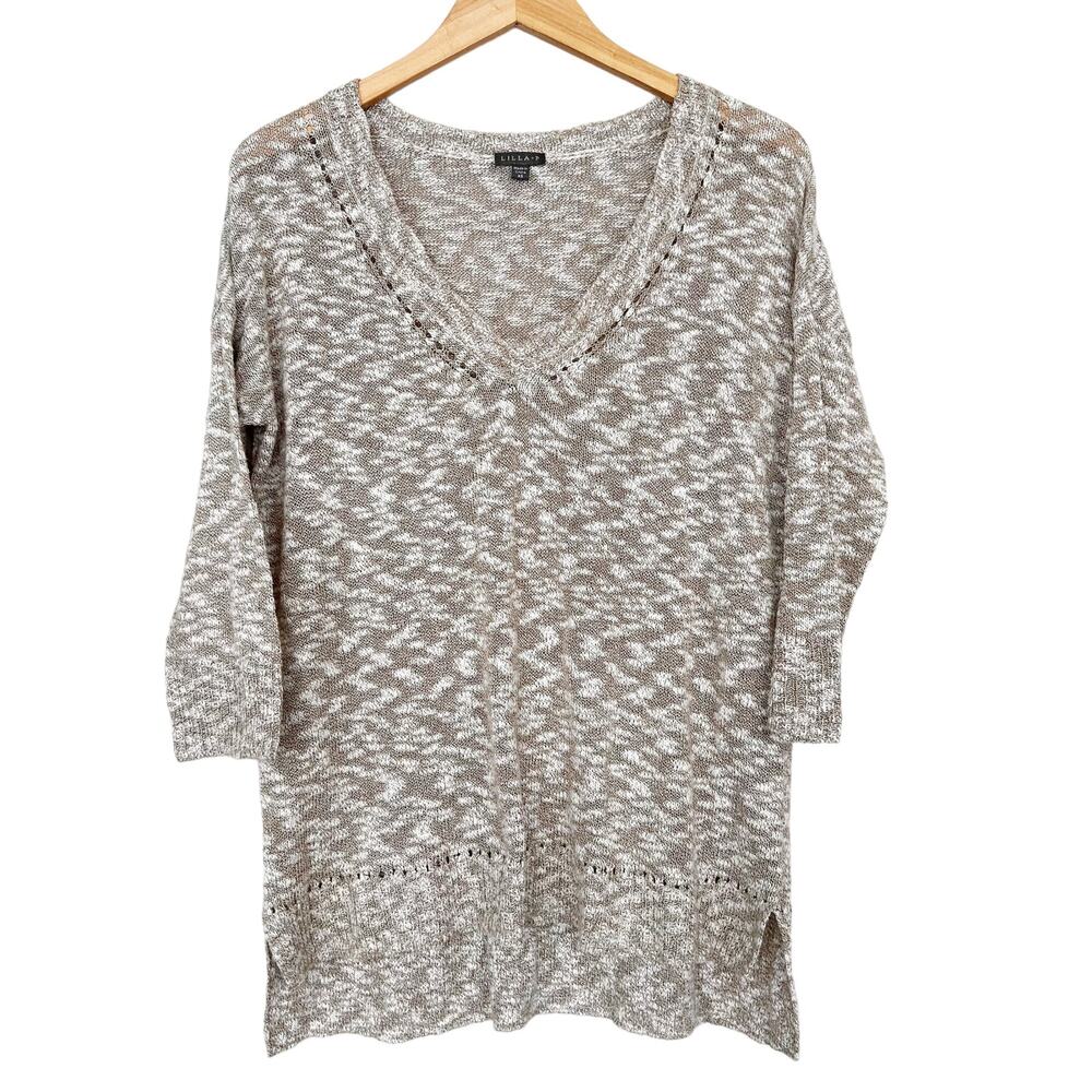 Lilla P Tan White Knit Sweater Sz XS